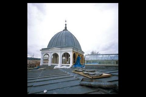 The four corner turrets have been restored to their original state.